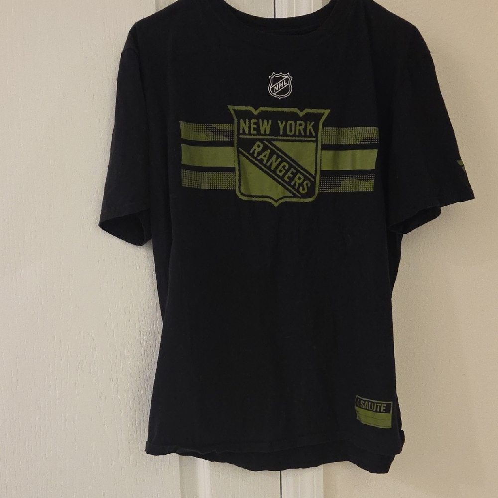 Fanatics Black and Green New York Rangers Short Sleeve Tee